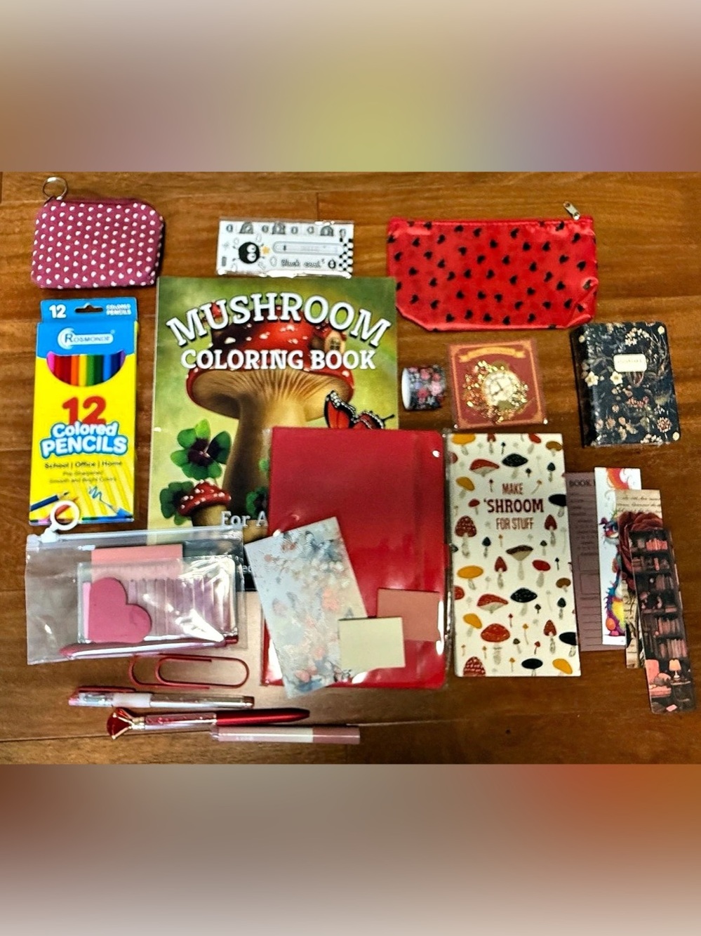 Beautiful Red and Black Mushroom Stationary Bundle - NWT